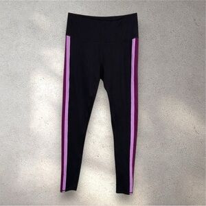 Z by Zella Women’s Black Leggings | Sz Medium | Purple Side Stripe Workout/Yoga